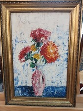  Huile sur toile - Bouquet de fleurs