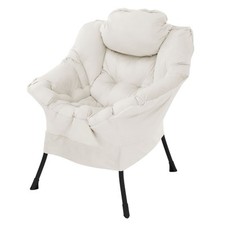 Fauteuil chaise relax salon rembourré du PP coton crème structure en acier