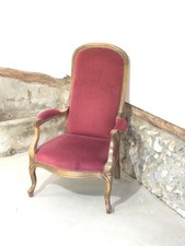 Fauteuil Voltaire En Velour Rouge Style Louis Philippe