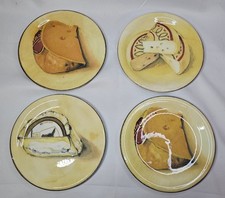 Williams Sonoma FROMAGE 4 French Cheese Appetizer Plates 6.25" Made in Italy 