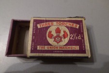 BELLE boite d allumettes VIDE match-box ancienne THREE TORCHES The Union Match