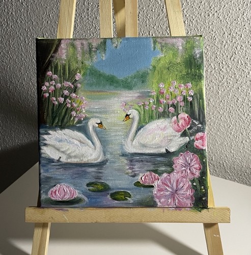 Peinture sur toile cygnes - ,