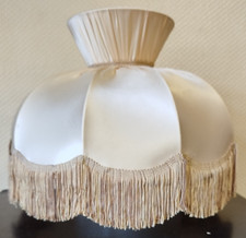 Abat Jour à Franges en Tissu Beige Rosé Vintage Décagone 10 cotés, Lampadaire