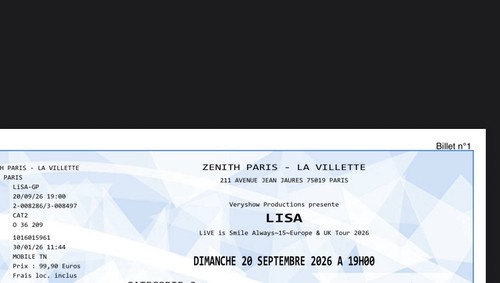 Lisa billet concert zénith - lisa,