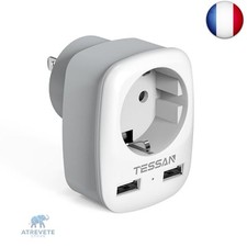 TESSAN Adaptateur Prise USA, Adaptateur France vers USA avec 2 USB, Adaptateur