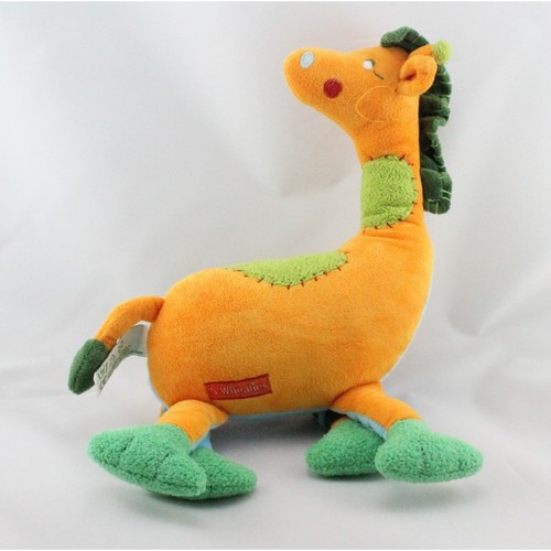 Doudou girafe jaune vert - , bleu