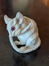 Rare Tay Italy Vintage Giuseppe Tagliariol White Mouse Figurine Rustic Pink Eyes
