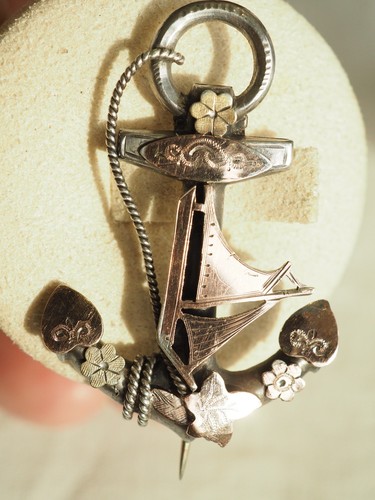 Broche ancienne ancre marine - ancienne,