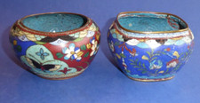 JAPON lot 2 CACHE POTS Vase Emaux Cloisonnés a restauré Japanese enamel PLANTERS