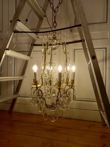Ancien lustre cage branches - lustre, 6