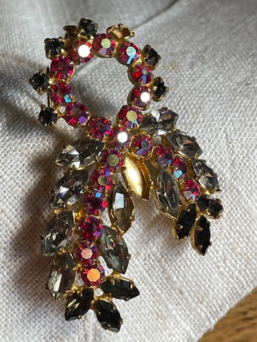 Broche vintage strass - broche,