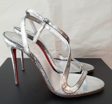Christian Louboutin Women Rosalie Sandal Slingback 100 metallic leather 37.5 7.5