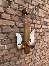 Lustre Suspension bois Verre Opaline Blanc Vintage 1950 1960 Désigne