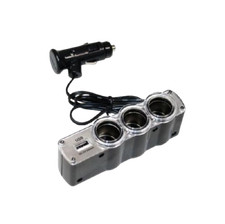 Multiprise allume-cigare Répartiteur Doubleur 3x Prises + USB Allume-cigare Voit