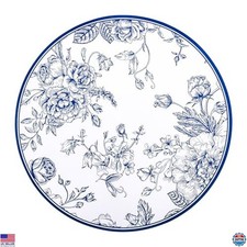 50 Pcs Blue Floral Disposable Placemats - 13 Inch Chinoiserie Round Cutouts