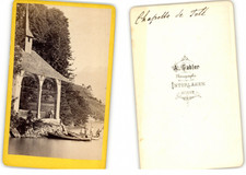 A gabler, Switzerland, Tell Chapel, vintage CDV, ca.1870 A gabler, Switzerland, Chape