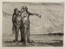 Peasants JEAN DONNAY Belgium ENGRAVING Eau Forte XX°