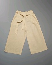 Lafayette 148 New York Linen Wide Leg Culotte Pants Paper-bag Waist Size 14 Boho