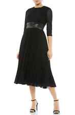 Mac Duggal Black Metallic Pleated A-Line Midi Cocktail Dress Sz 12 $498