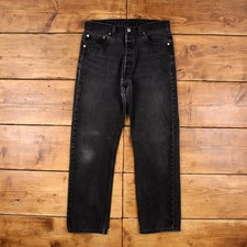 Vintage Levis 501 Jeans 33 x 30 90s Dark Wash Straight Black Red Tab Denim