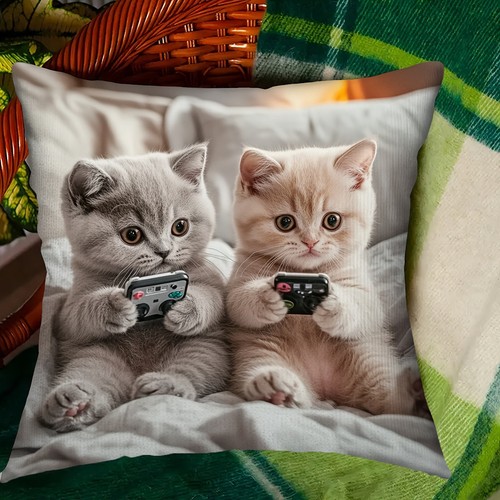 Housse coussin chats - coussin, taie
