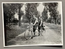 Antique Photo 1936 Couple on TANDEM Bike Road Country Trees