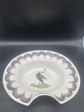 Antique beard dish earthenware decorations style mustards chips and cracks present