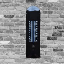 plaque émaillée NOIR thermomètre 43 cm extérieur et intérieur emailschilder