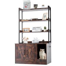 VEVOR Meuble Cache Bac à Litière pour Chat en Bois avec 3 Étagères de Rangement