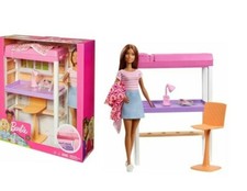 BARBIE STUDIO CHAMBRE 2 EN 1 AVEC LIT ET BUREAU DIVERS ACCESSOIRES MATTEL