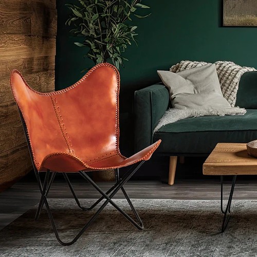 Chaise longue papillon cuir - en,
