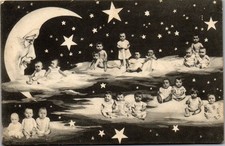 babies and the moon fantasy card