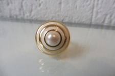 Bague Pierre Lang, Très Belle Bague, Dorée Avec Perle, Taille 54 (6)