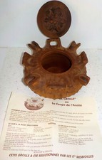 Grolle à 4 bouches montagne coupe d'amitié en bois sculpté de Savoie - C7