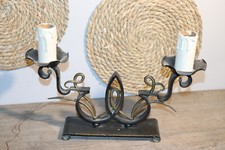 SUPERBE  CHANDELIER BOUGEOIR EN FER FORGE  "   MODERNISTE " " BRUTALISTE "