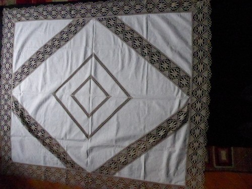 Nappe ancienne lin avec - en,