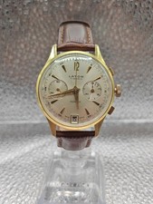 Lator Mechanical Chronograph - Landeron 189 - Gold Plated Case - Brown Strap