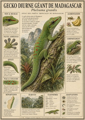 Affiche gecko diurne géant - gecko,