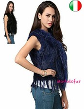 FOURRURE GILET DONNA VERA PELLICCIA FOX FUR*LAPIN CAPPOTTO MODA*COLORI REX