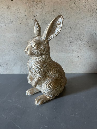 Statue lapin doré déco - statue,
