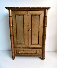 ANTIQUE PITCHPIN DOLL CABINET BAMBOO STYLE TWO DOORS CIRCA 1900 Ht 48 cm