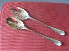 ++"540.18" 2 LARGE UNBRANDED SILVER METAL SALAD CUTLERY "ITALY???"