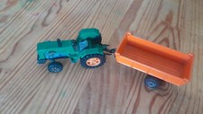 MAJORETTE TRACTEUR AGRICOLE VERT + REMORQUE BENNE 1/36