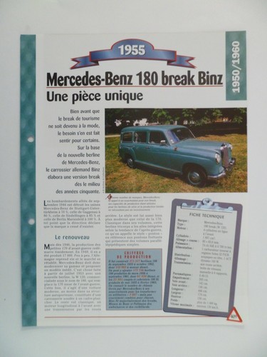 Carte fiche auto mercedes benz - carte,