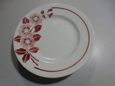 Assiette sur pied plateau à fromage Orchies blanc à fleurs rouges