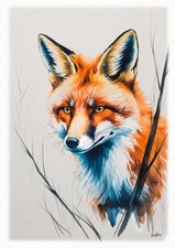 Tableau - création originale - Portrait animaux - Renard