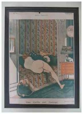 Louis Icart Lithograph Une Caille sur Canape (A Quail on a Sofa) 1917 Original