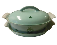 DRU #24 Dutch Oven Dish w/LID 2 QT MINT GREEN Enameled Cast Iron Holland 1950-60