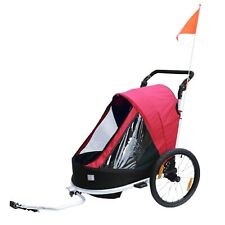 Remorque velo enfant - poussette couverte 2 places en alu maxi 36kg colori