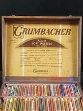 Vintage Grumbacher Set Number 9Soft Pastels set in wood case, approx 132 pastels
